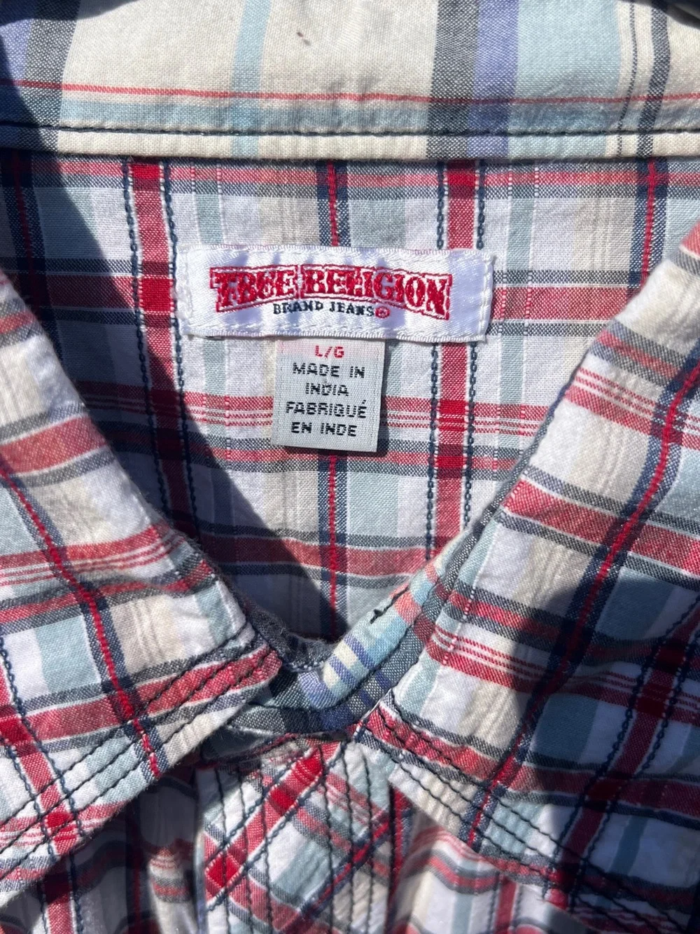 True Religion Plaid Pearl Snap Western Shirt Men’s Large Cowboy Rodeo